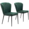 Zuo Tolivere Green Velvet Dining Chairs Set of 2