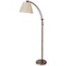 Hyannis Oi Brushed Bronze Adjustable Floor Lamp w/ Flax Shade