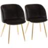 Fran Gold Metal and Black Velvet Dining Chairs Set of 2
