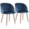 Fran Blue Velvet and Walnut Dining Chairs Set of 2