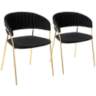 Tania Gold Metal with Black Velvet Armchairs Set of 2