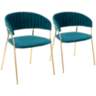 Tania Gold Metal with Teal Velvet Armchairs Set of 2