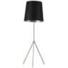 Finesse Satin Chrome Floor Lamp with Small Black-Silver Shade