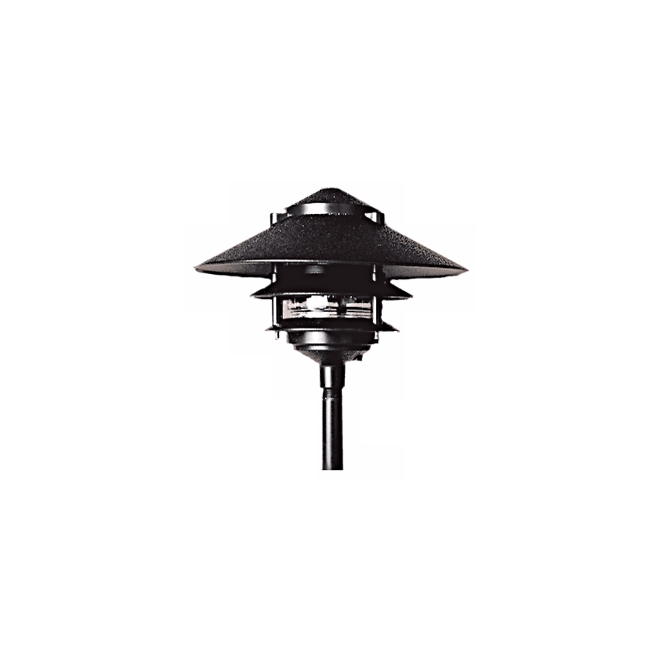 Three Tiered Black Outdoor Landscape Pagoda Light   #62159