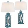 Bondi Largo Blue Coastal Lantern Table Lamps Set of 2