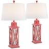 Bondi Coral Coastal Lantern Table Lamps Set of 2