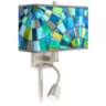 Lagos Mosaic Giclee Glow LED Reading Light Plug-In Sconce