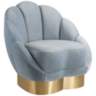 Bloom Sea Blue Velvet Channel Tufted Accent Chair