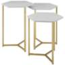 Hex Faux White Marble Top and Gold Tables Set of 3