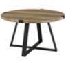 Rustic 31&quot; Wide Metal Legs and Oak Top Round Coffee Table