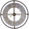 Industry 33&quot; Wide Steel and Gold Open-Face Wall Clock