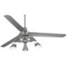 60&quot; Casa Turbina DC Brushed Nickel 5-Light LED Ceiling Fan with Remote