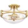 Mallot 13&quot; Wide Brass and Clear Seedy Glass Ceiling Light