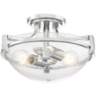 Mallot 13&quot; Wide Chrome and Clear Seedy Glass Ceiling Light