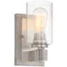 Poetry 9" High Nickel and Gray Wood Rustic Wall Sconce