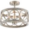 Salima 16&quot; Wide Nickel and Gray Wood 3-Light Ring Ceiling Light