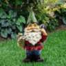 Gnome with Flower Pot 12&quot; High Outdoor Garden Statue