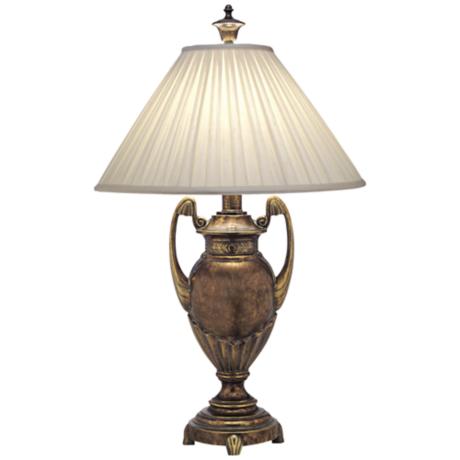 Stiffel Box Pleat Amber Tortoise Shell Urn Table Lamp - #6D343 | www ...