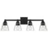 Mencino 28&quot; Wide Black and Clear Glass 4-Light Bath Light