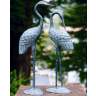 Love Cranes Brass Outdoor Garden Statues Set of 2