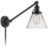 Large Cone Oil-Rubbed Bronze Glass Swing Arm Wall Lamp