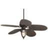 52&quot; Casa Vieja Veranda Rattan LED Damp Rated Pull Chain Ceiling Fan