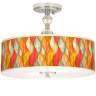 Flame Mosaic Giclee 16&quot; Wide Semi-Flush Ceiling Light