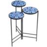 Blue Mosaic Black Iron Set of 3 Accent Tables