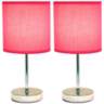 Simple Designs 11" High Hot Pink Accent Table Lamps Set of 2