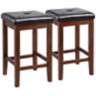 Sutton 24&quot; Black and Mahogany Counter Stools Set of 2