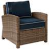 Bradenton Rattan Wicker Navy Cushion Outdoor Armchair