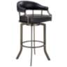 Edy 26&quot; Black Faux Leather Swivel Counter Stool