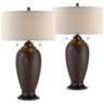 Cody Hammered Bronze Lamps Set of 2 with Table Top Dimmers