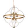 Paxton 29" Wide Gold and White Wood 9-Light Sputnik Pendant