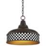 Checkered Noir Benson 15&quot; Wide Bronze Pendant Light