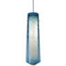 Spun 5&quot;W Satin Nickel LED Mini Pendant with Steel Blue Glass