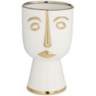 Modern Face 12 1/4&quot; High Gold and White Ceramic Vase