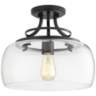 Charleston 13 1/2&quot; Wide Black Clear Glass LED Ceiling Light