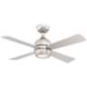 44&quot; Fanimation Kwad Brushed Nickel LED Ceiling Fan with Remote