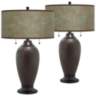 Interweave Patina Zoey Hammered Bronze Table Lamps Set of 2