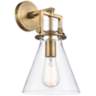 Newton 14&quot;H Brushed Brass Truncated Cone Glass Wall Sconce
