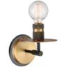Aurora 6 3/4&quot; High Black and Brushed Brass Metal Wall Sconce