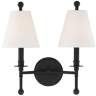 Crystorama Riverdale 14 1/2&quot;H Black Forged 2-Light Wall Sconce