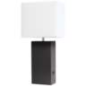 Elegant Designs Espresso Brown Leather Table Lamp with USB Port