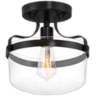 Cami 10 1/4&quot; Wide Semi Gloss Black Clear Glass Ceiling Light