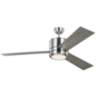 56&quot; Monte Carlo Vision Brushed Steel Outdoor LED Ceiling Fan