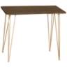 Suri 42&quot; Wide Elm Wood and Gold Metal Bar Table