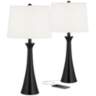 Karl Modern Black Table Lamps Set of 2 with USB Port and Outlet