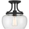 Kristov 10 1/4&quot; Wide Black and Clear Glass Ceiling Light