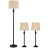 Carter Black Finish Cream Shade 3-Piece Floor and Table Lamp Set